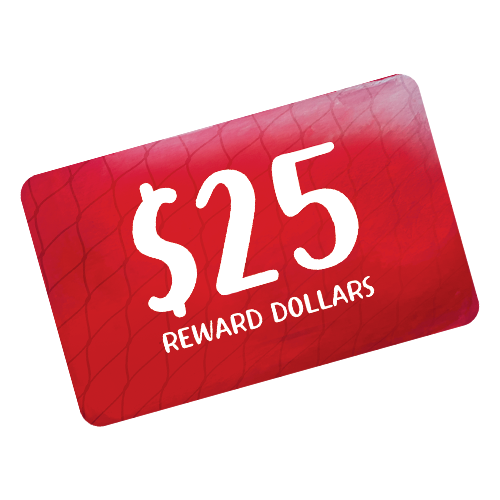 Red $25 reward card